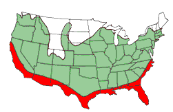 drywood termite distribution map